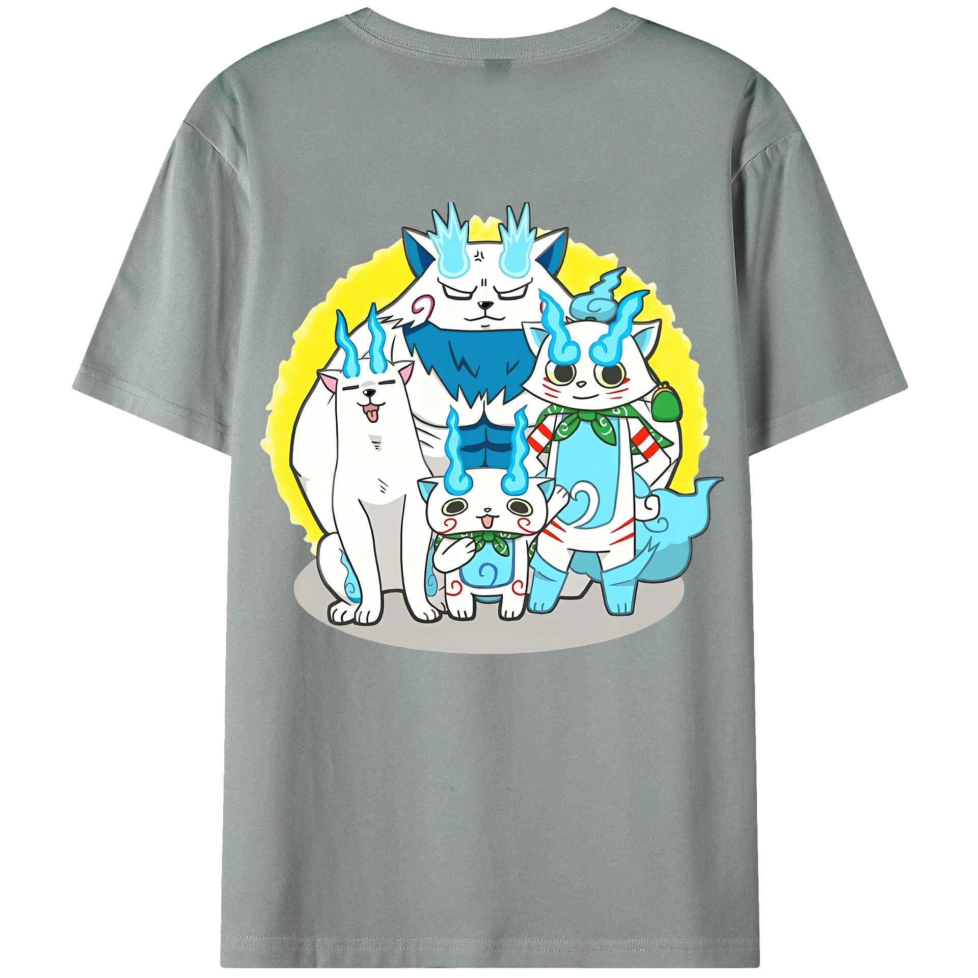 （画像用） 妖怪ウォッチ Yo-kai Watch 綿100％ メンズ半袖Tシャツ（バックプリント） 通気性